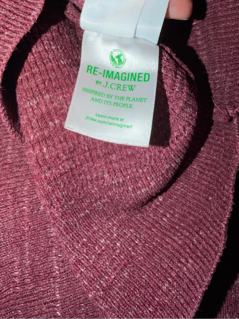 J. Crew Burgundy Crewneck Sweater with White Chest Stripes